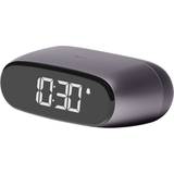 Lexon Väckarklockor Lexon MINUT Mini kompakt väckarklocka med VA LCD-skärm ren svart, touchkontroll, snooze-funktion och bakgrundsbelysning, uppladdningsbart batteri, aluminiumfinish metallgrå