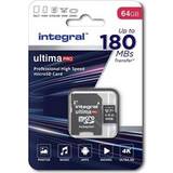 Integral 64 GB Micro SD-kort 4K video läshastighet 180 MB/s och skrivhastighet 45 MB/s MicroSDXC A2 C10 U3 UHS-I 180-V30 vårt snabbaste någonsin High Speed Micro SD-minneskort