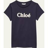 Chloé Barnkläder Chloé Girls Navy Organic Logo Short Sleeves T-Shirt Years
