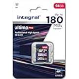 Integral 64 GB Minneskort Integral 64 GB SD-kort 4K video läshastighet 180 MB/s och skrivhastighet 45 MB/s SDXC V30 U3 vårt snabbaste någonsin High Speed SD-minneskort, 64 GB