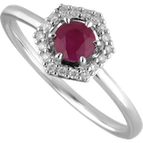 Förlovningsringar - Rubiner Gemondo Halo Engagement Ring - White Gold/Ruby/Diamonds