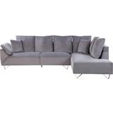 Beliani Corduroy Corner Lunner Grey Soffa 266cm 4-sits