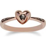 Ringar Gemondo Rose Gold Plated Round Marcasite Heart Design Ring in 925 Sterling Silver