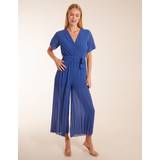 Dam - Plissering Jumpsuits & Overaller Blue Vanilla Pleated Wrapover Jumpsuit
