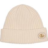 Gucci Dam Mössor Gucci Wool and cashmere leather-trimmed beanie white