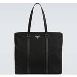 Prada Handväskor Prada Black Re-Nylon And Leather Tote Bag