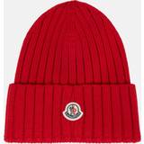 Moncler Röda Accessoarer Moncler Ribbed-knit wool beanie red One fits all