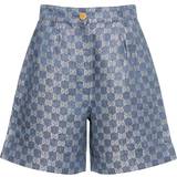 Gucci Dam Byxor & Shorts Gucci GG jacquard linen shorts blue