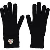 Moncler Svarta Handskar & Vantar Moncler Mens Black Logo-embroidered Wool-knitted Gloves