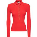 Gucci Viskos Kläder Gucci Ribbed-knit polo sweater red