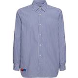 Comme des Garçons Överdelar Comme des Garçons Striped Cotton Shirt W/ Logo - Blue