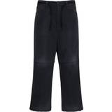 Balenciaga Dam Byxor & Shorts Balenciaga Mid-rise cropped cotton canvas pants black