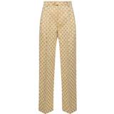 Gucci Bomull Byxor & Shorts Gucci GG jacquard straight pants brown