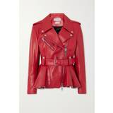 Alexander McQueen Dam Ytterkläder Alexander McQueen Belted Zip Detailed Leather Peplum Biker Jacket - Red