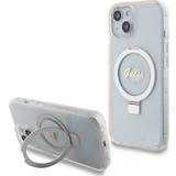 Mobilfodral Guess iPhone 15 Skal Ring Stand Glitter MagSafe Transparent