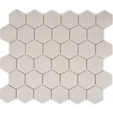 Slät Mosaik Mosaik fliese keramik weiß hexagon uni hellbeige 1matte