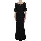 Spets Klänningar Dolce & Gabbana Floral Lace Long Bodycon Maxi Dress - Black