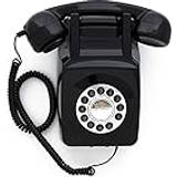 Gpo Fast telefoni Gpo 746 Väggtelefon nummerskiva med tryckknappar retro hemtelefon med sladd autentisk ringsignal svart
