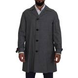 Rayon Ytterkläder Dolce & Gabbana Gray Wool Plaid Long Trench Coat Jacket Trench Coat Jacket IT46