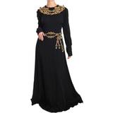 Dam - Enaxlad / Enärmad Klänningar Dolce & Gabbana Black Silk Stretch Gold Crystal Dress IT42