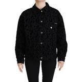 Rayon Ytterkläder Dolce & Gabbana Leopard Long Sleeve Denim Cotton Jacket - Black