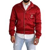 Herr - Silke/Siden Ytterkläder Dolce & Gabbana Red Silk Button DG Logo Bomber Jacket IT48