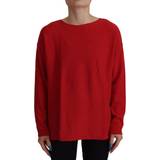 Dolce & Gabbana Red Wool Knit Round Neck Pullover Sweater IT38