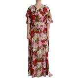 Herr - Stretch Klänningar Dolce & Gabbana Floral Silk Stretch Gown Maxi Dress - Pink