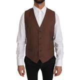 Silke/Siden Ytterkläder Dolce & Gabbana Brown Wool Silk Waistcoat Vest IT50