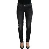 Gummi Byxor & Shorts Fiorucci Black Cotton Low Waist Skinny Women Casual Jeans