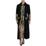 Dolce & Gabbana Dam Kappor & Rockar Dolce & Gabbana Black Gold Jacquard Long Trench Coat Jacket IT44