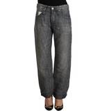 54 - Dam - W34 Jeans ACHT Gray Washed Ramie Straight Denim Folded Hem Jeans IT40