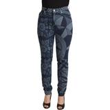 Blommiga - Dam Jeans Dolce & Gabbana Floral High Waist Skinny Denim Jeans - Blue