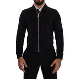 Herr - Mockajackor - Skinn Dolce & Gabbana Blue Suede Lambskin Leather Coat Jacket IT44