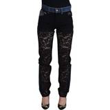 Blommiga - Dam Jeans Dolce & Gabbana Floral Lace Front Skinny Denim Jeans - Black