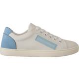 Dolce & Gabbana Herr Skor Dolce & Gabbana White Blue Leather Low Top Sneakers Shoes EU35/US4.5