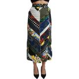 Rayon Kjolar Dolce & Gabbana Multicolor Silk Geometric High Waist Maxi Skirt IT40