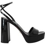 Prada Black Patent Sandals Ankle Strap Heels Leather EU41/US10.5