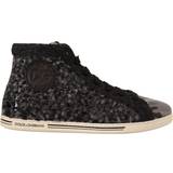 Dolce & Gabbana Sneakers Dolce & Gabbana Gray Black Wool Cotton High Top Sneakers EU44/US11