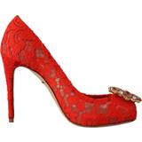 Dam - Transparent Pumps Dolce & Gabbana Red Taormina Lace Crystal Heels Pumps EU36/US5.5