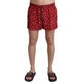 Dolce & Gabbana Herr Badkläder Dolce & Gabbana Red Patterned Beachwear Shorts Swimwear IT4