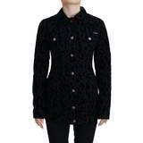 Dolce & Gabbana Dam - Jeansjackor Dolce & Gabbana Leopard Long Sleeve Denim Cotton Jacket - Black