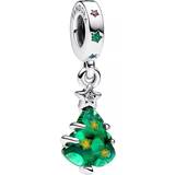 Grön Smycken Pandora Hängberlock med glittrande julgran