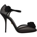 Dam - Läder Pumps Dolce & Gabbana Black Mesh Ankle Strap High Heels Pumps Shoes EU39/US8.5