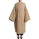 Dolce & Gabbana Dam - Skinnjackor Dolce & Gabbana Beige Cashmere Wool Faux Fur Coat Jacket IT40