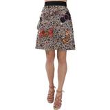Dolce & Gabbana Crystal Bow High Waist Mini Skirt - Silver