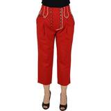 Ull Jeans Dolce & Gabbana Red Button Embellished High Waist Pants IT46
