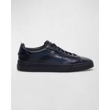 Santoni Herr Sneakers Santoni Men's Leather Sneakers Blue Blue