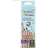Herlitz Färgpennor Herlitz Trikantiga färgglada pennor Trilino sjöjungfru 6-pack av FSC-trä i hängande låda