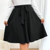 Knälånga kjolar Shein Plus High Waist Belted Skirt